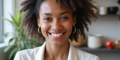 Mujer en videollamada con una nutricionista recibiendo asesoramiento online.