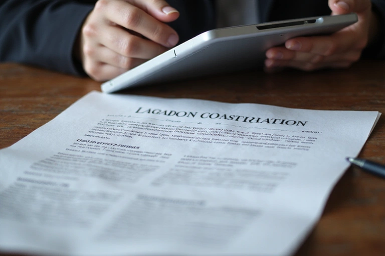 Persona leyendo documentos legales en una tableta